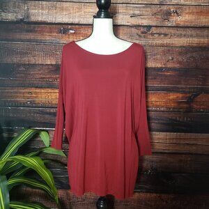 Piko by Summit Bamboo Tunic Top Size M Red Soft Dolman Sleeves
